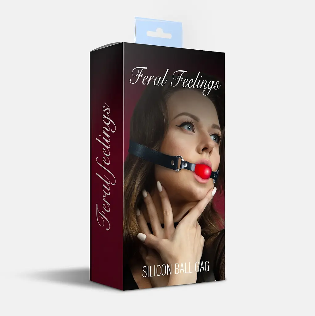Кляп силіконовий Feral Feelings Silicon Ball Gag Black/Red, чорний ремінець, червона кулька - фото 2