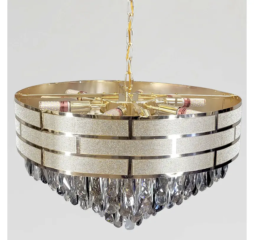 Велика кришталева підвісна люстра Artlight 884611/600, золото, 12 ламп E14, Ø59,5 см, від 13-20 м² - фото 5