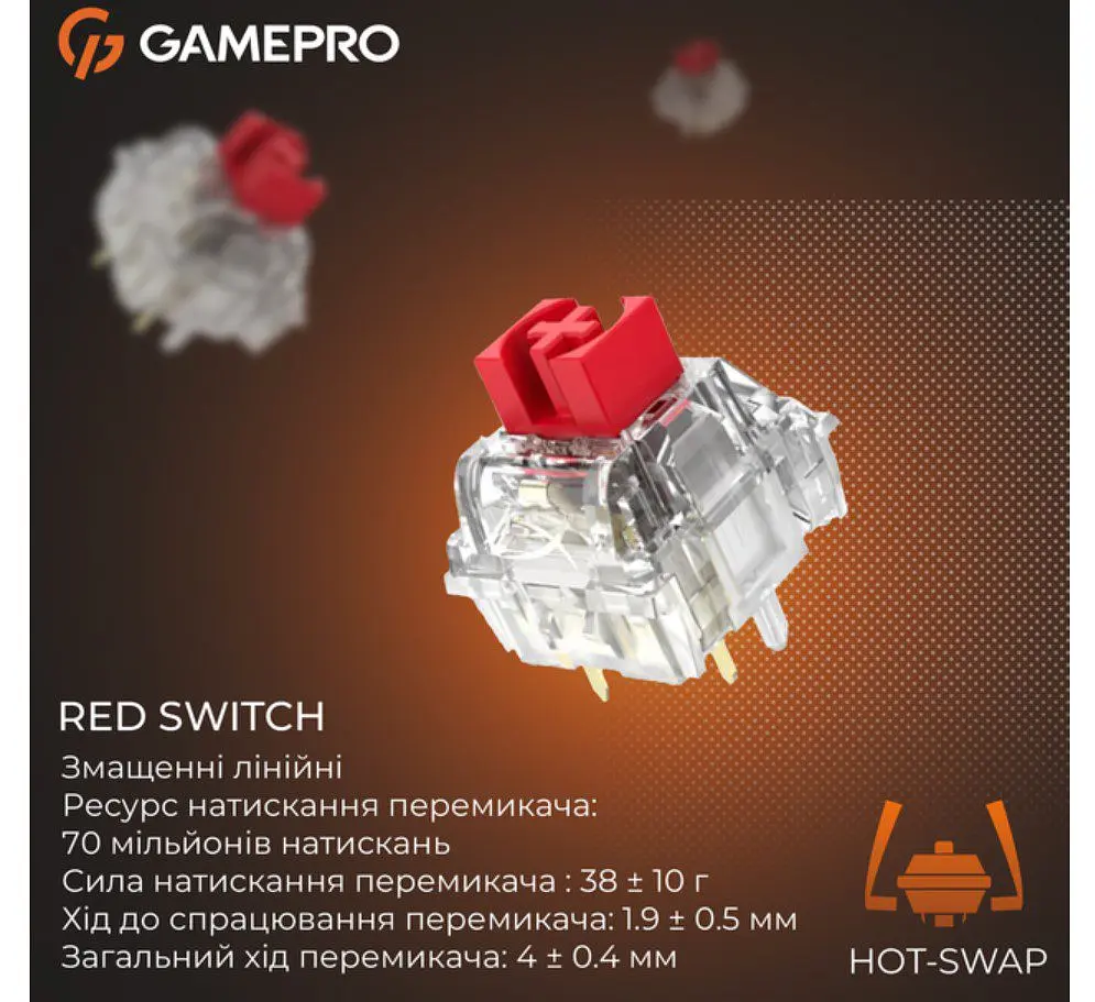 Клавіатура ігрова механічна GamePro GPMK-116 Genesis Silver light USB Red Swich Hot-Swap N-KRO Grey - фото 7
