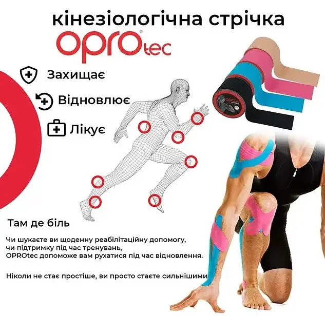 Кінезіологічний тейп OPROtec Kinesiology Tape TEC57541 чорний 5 cм x 5 м (TEC57541) - фото 4