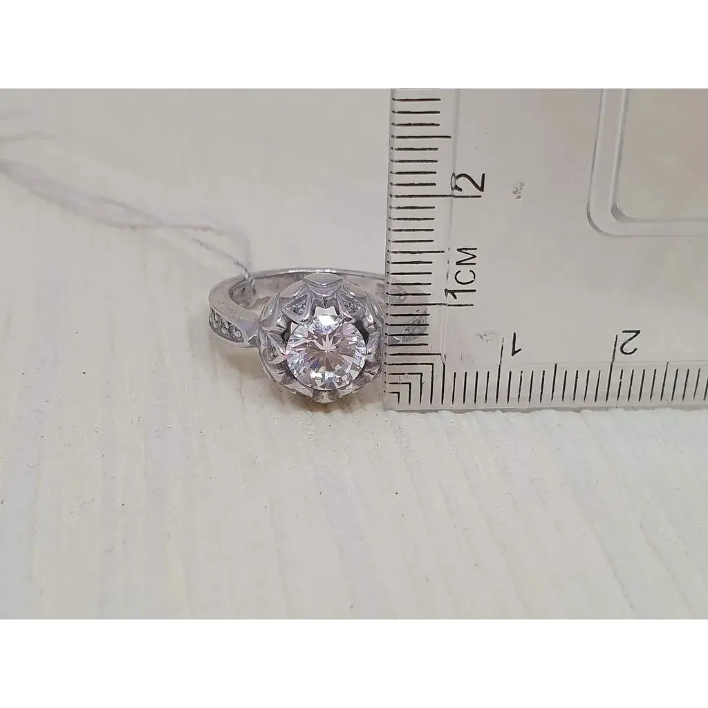 Срібне кільце Агні з фіанітами. 1367/9Р ШЕРИ 17,5 - фото 5