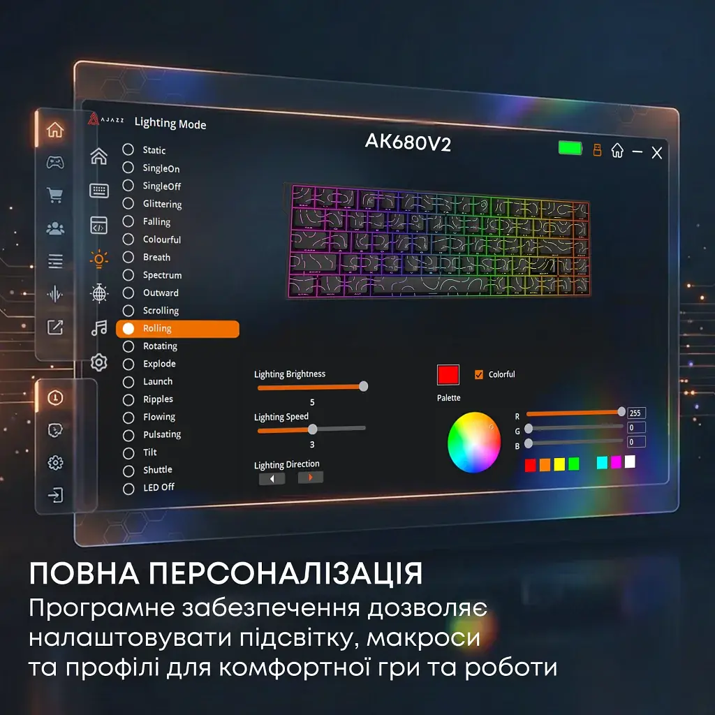 Клавіатура Ajazz AK680 V2 Ice Island Magnetic Switch USB Black (AK680-V2-I-S-B) - фото 8