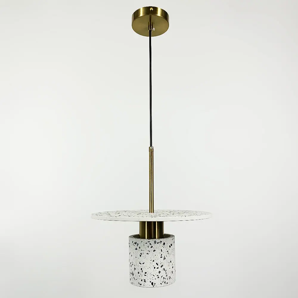 Підвіс Terrazzo Cylinder із білим бетонним плафоном 30 см в стилі Ар-деко Line.F MJ 162-300 WT - фото 8