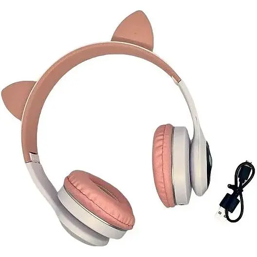 Навушники бездротові Cat Ear VZV-23M Bluetooth RGB з котячими вушками рожеві - фото 3