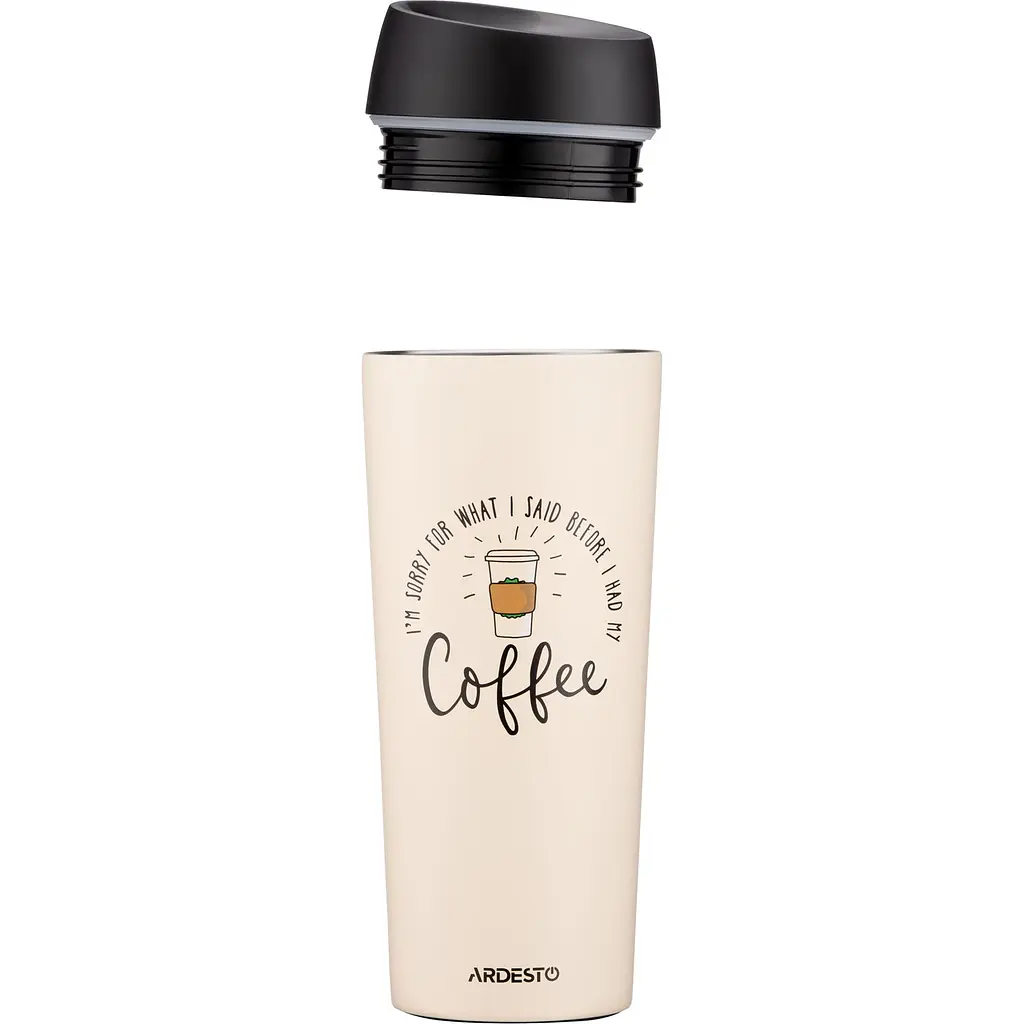 Термокухоль Ardesto Coffee Time, нержавіюча сталь, бежевий, 450 мл (AR2645C) - фото 2