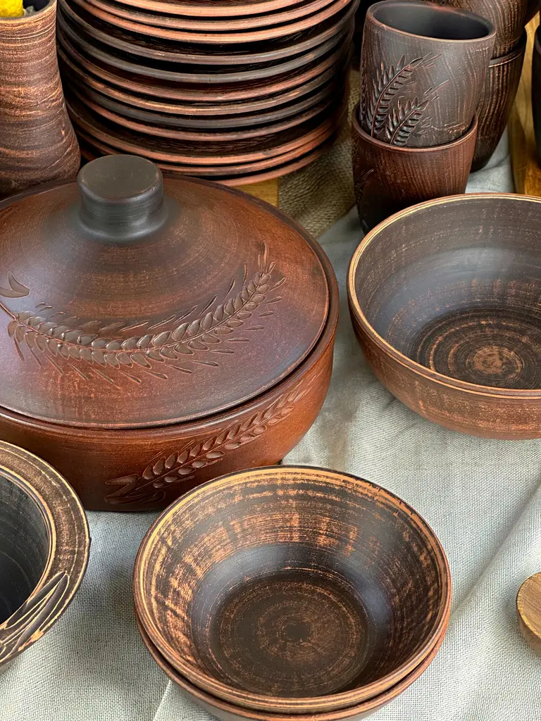 Столовий сервіз керамічного (глиняного) посуду на 12 чоловік Колосок - фото 3