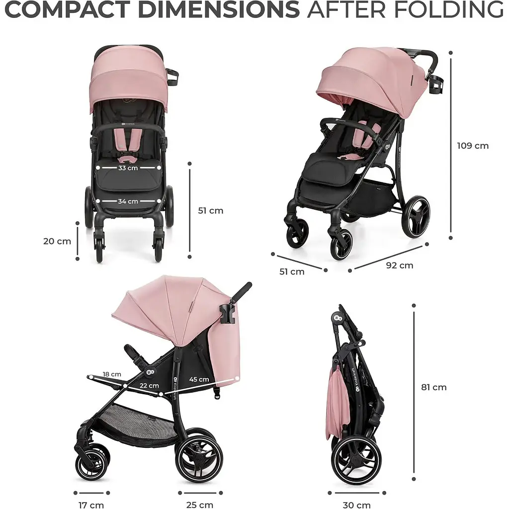 Прогулочная коляска Kinderkraft Trig 2 розовая (00-00305194) - фото 7