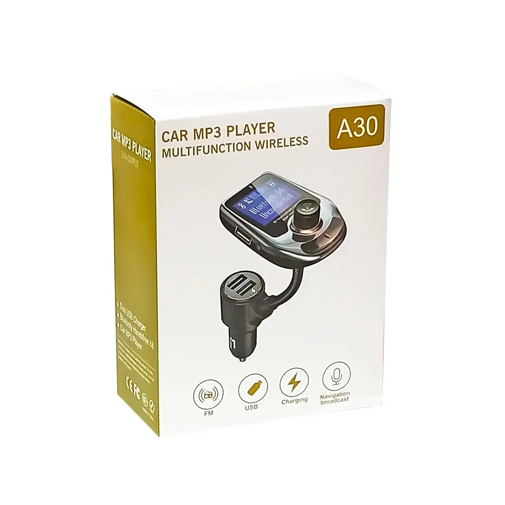 FM-трансмітер у машину Bluetooth A30 з дисплеєм 1.44", AUX та підтримкою MicroSD - фото 4