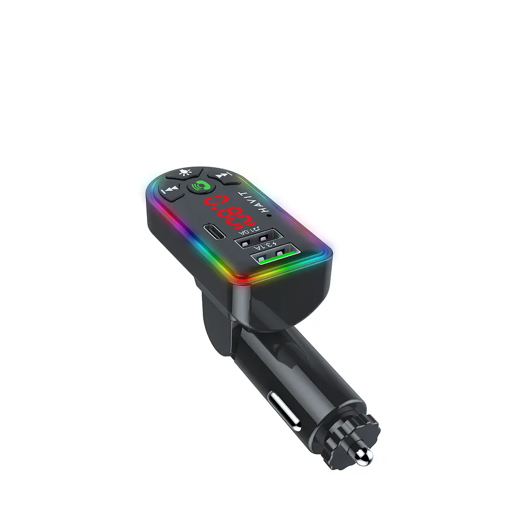 FM модулятор HAVIT HV-FM813BT 2USB+USB-C RGB Black HAVIT (27974-000) - фото 3