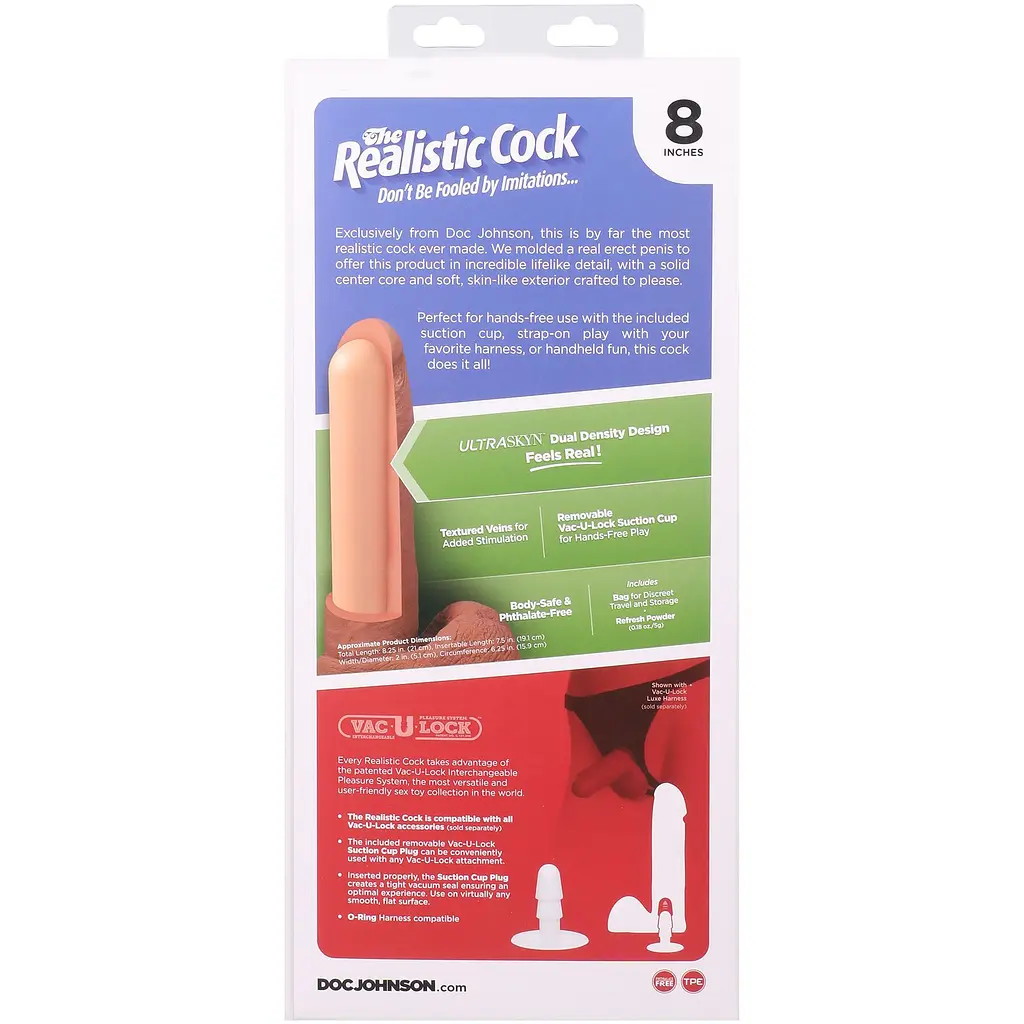 Фалоімітатор Doc Johnson The Realistic Cock ULTRASKYN 8 Inch, 21 см - фото 11