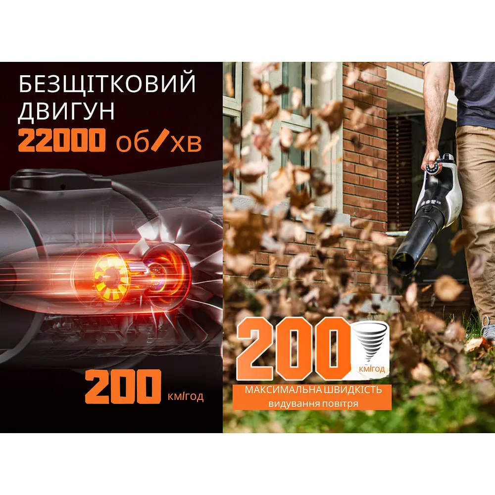 Акумуляторна повітродувка садова Litheli 560CFM, живлення від павербанку (2шт УМБ Litheli 20000 mAh, 45 W, 4А в комплекті) - фото 9