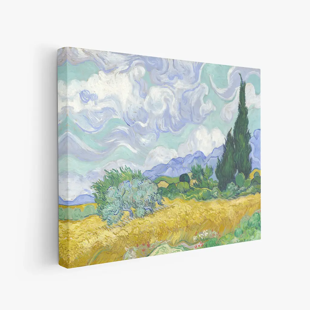 Інтер'єрна картина Пшеничне поле з кипарисом, Вінсент ван Гог, Vincent van Gogh, Wheat Field, інтер'єрний декор, 60×75 см (id6657) - фото 2