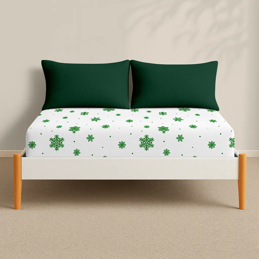 Простирадло на резинці фланель 160х200х30 SNOWFLAKES EVERGREEN COSAS (4822052475867) - фото 3