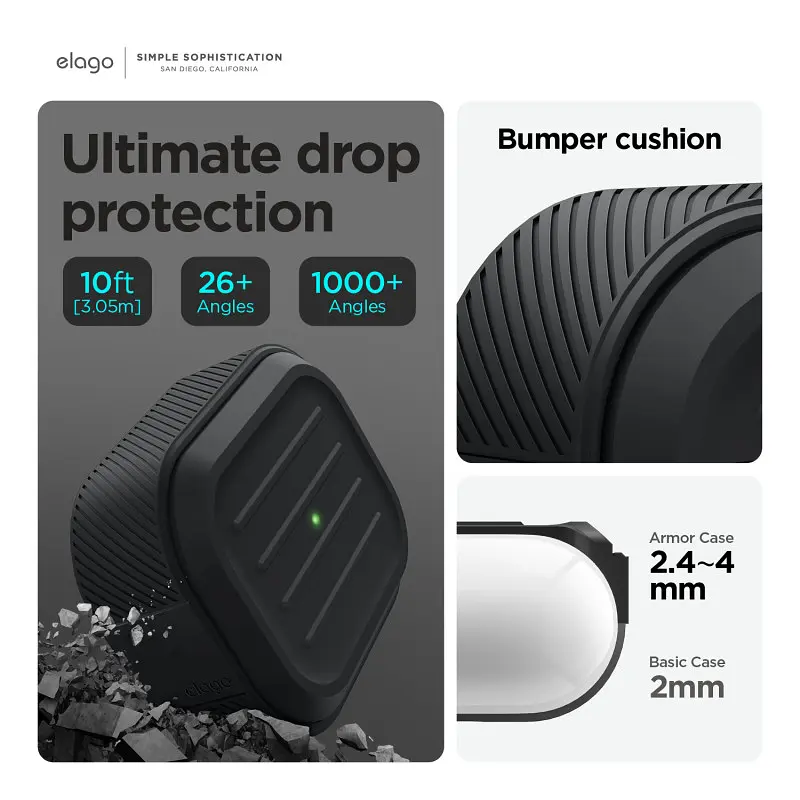 Чохол Elago Armor Case Black for AirPods Pro 2nd Gen чорний (EAPP2C-ARMOR-BK) - фото 2