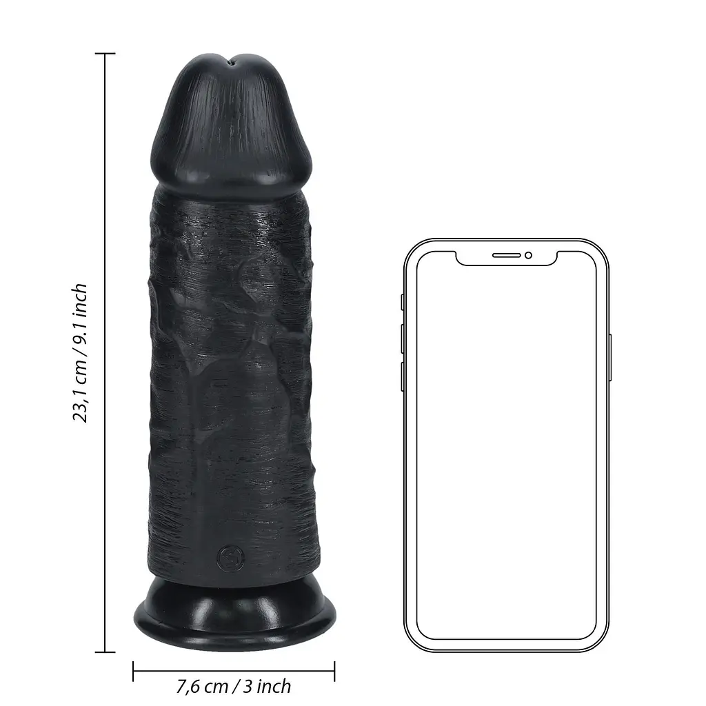 Фалоімітатор RealRock Extra Thick No Balls 9", 23 см (чорний) - фото 5
