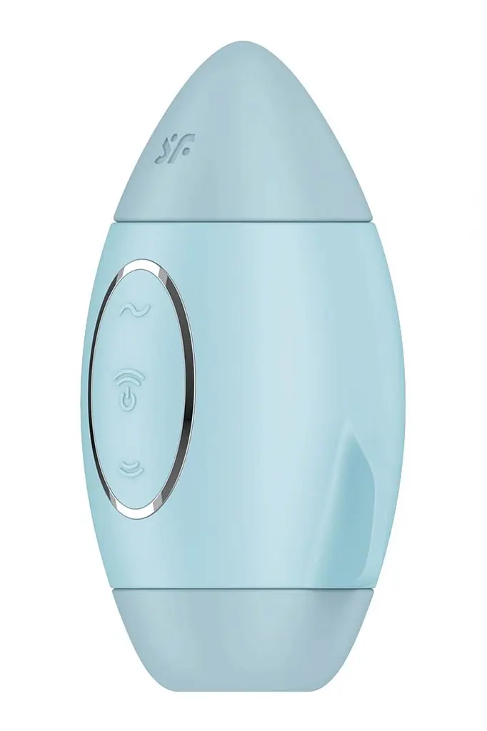 Вакуумный стимулятор клитора с вибрацией Satisfyer Mission Control голубой - фото 2