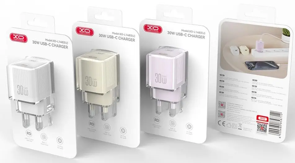 Сітчасте зарядне пристрій XO L148 single USB-C 30W 3A Beige - фото 3