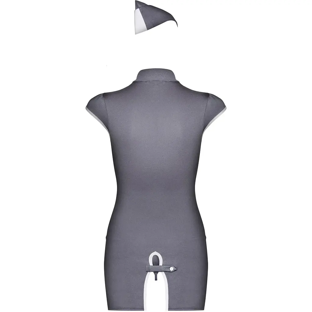Еротичний костюм стюардеси Obsessive Stewardess 3 pcs costume grey S/M, сірий - фото 6
