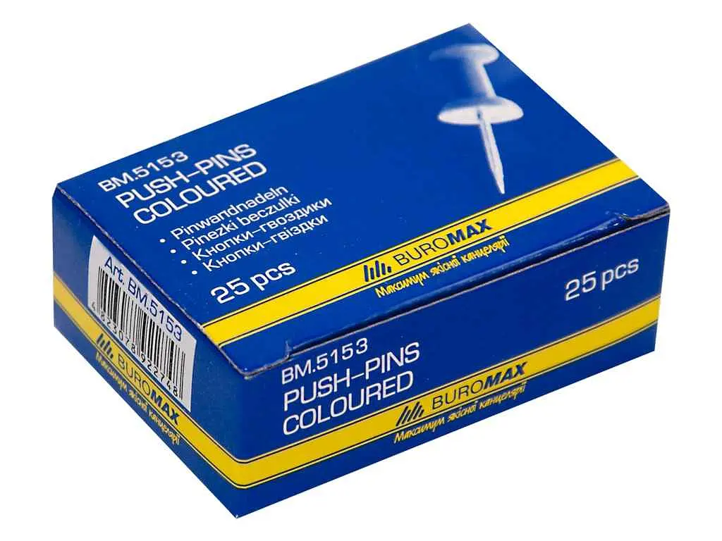 Кнопки-цвяшки BUROMAX 25шт ,кольорові JOBMAX, BM.5153 - фото 2