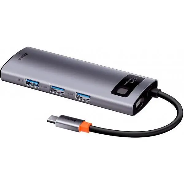 Мультипортовий адаптер USB Хаб Baseus Metal Gleam Series 5-in-1 Multifunctional Type-C HUB Docking Station Gray CAHUB-CX0G - фото 3