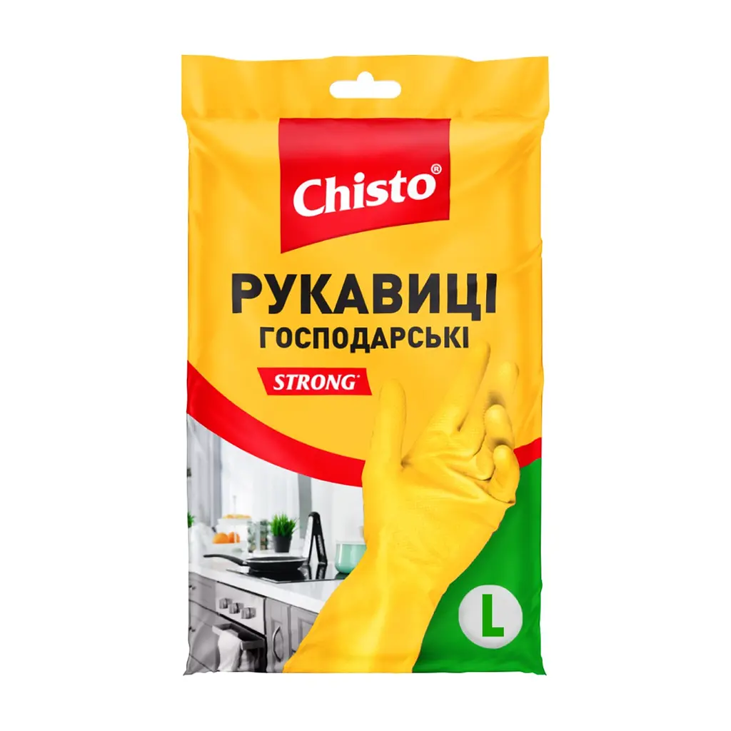 Рукавички господарські Chisto Strong Латексні 1 пара L (4820164153482)