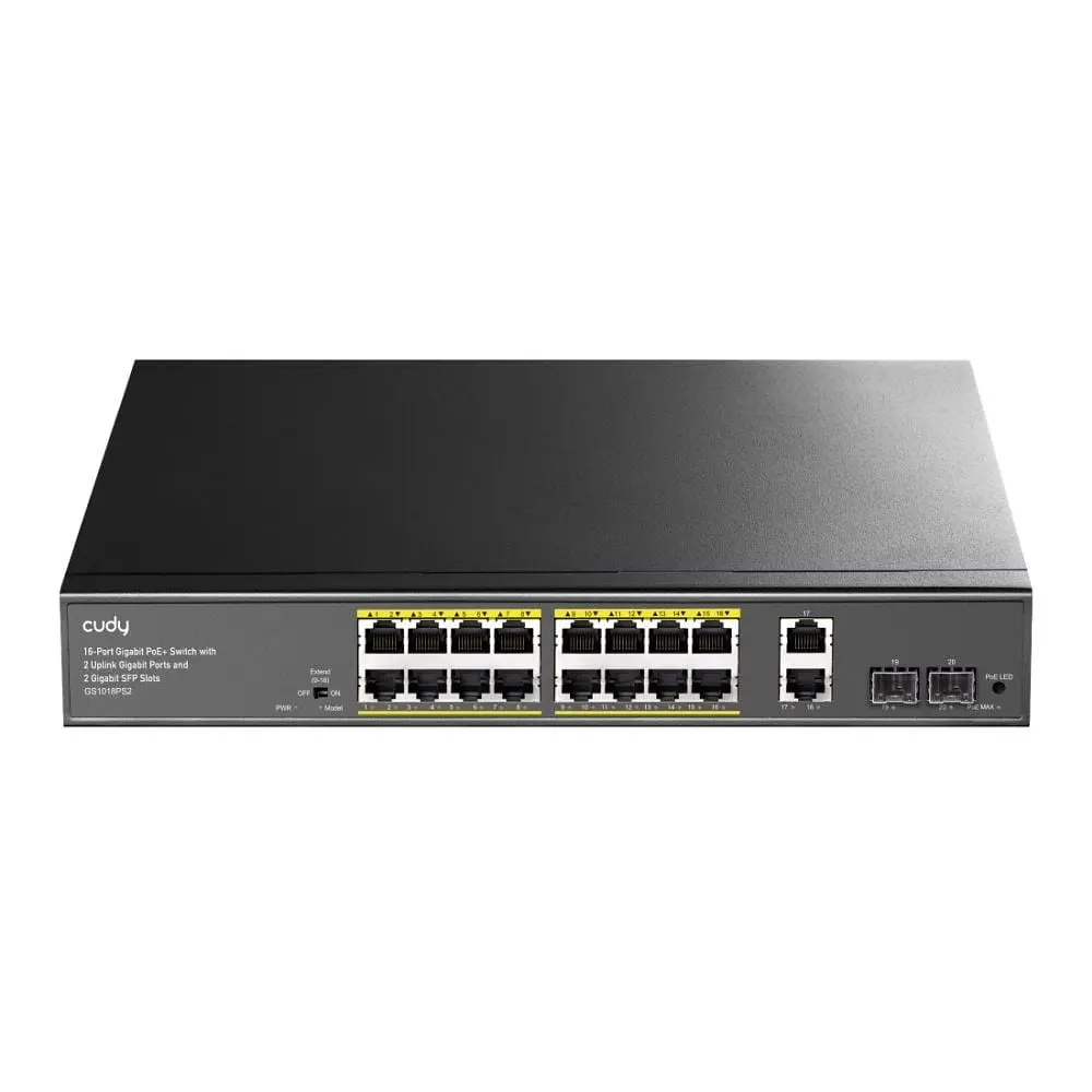 PoE-комутатор 20-портовий некерований Cudy GS1018PS2 гігабітний з 16 портами PoE+, 200W (73-00558) - фото 2