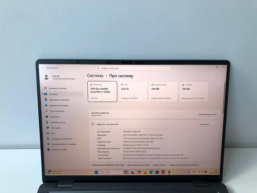 Ноутбук DELL Latitude 9430 (i7-1265U / 32GB / SSD 256GB / 1920x1200 IPS) б/в - фото 4