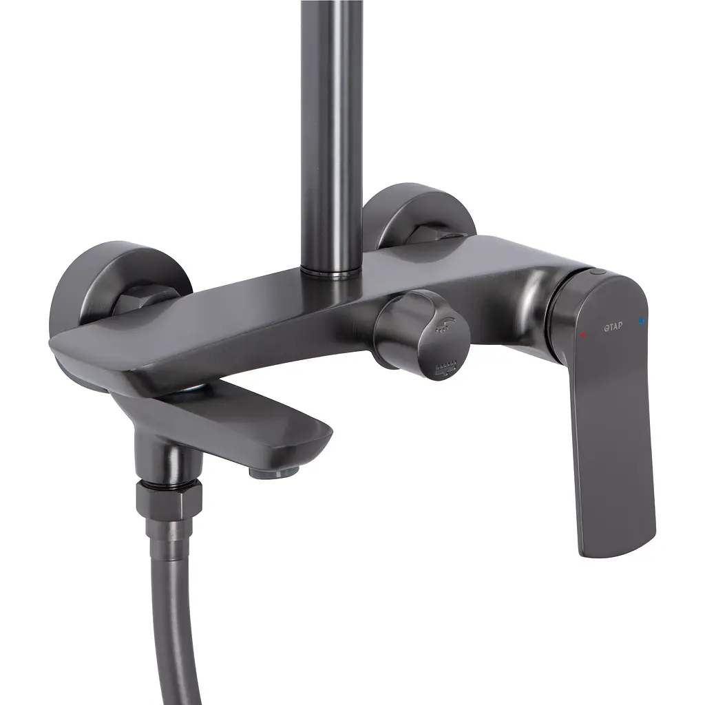 Душова система універсальна Qtap Slavonice на три споживача (з виливом) QTSLA111GMB45910 Gunmetal Black PVD, Шліфований чорний хром - фото 3