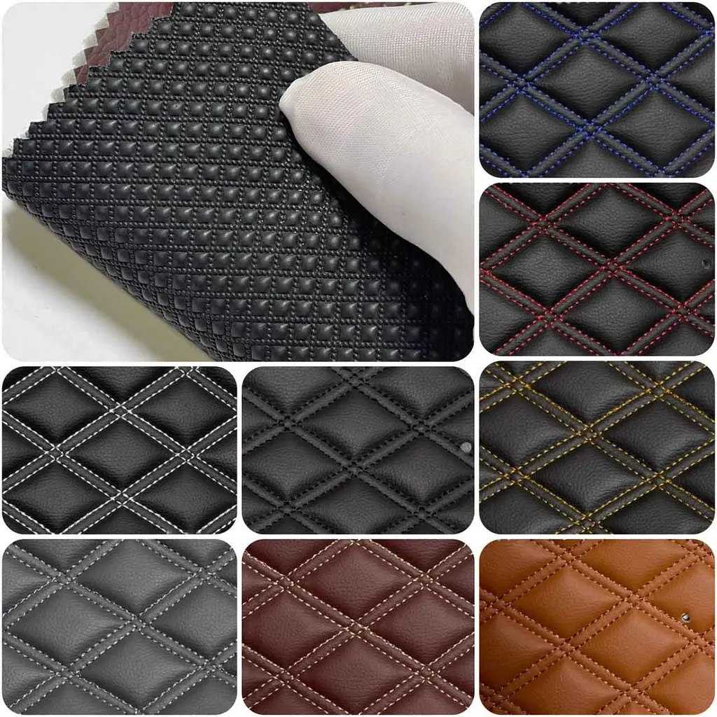 Килимки в салон Екошкіра для Volkswagen Golf V plus 2005- Сині 5 шт (Rombus) - фото 2