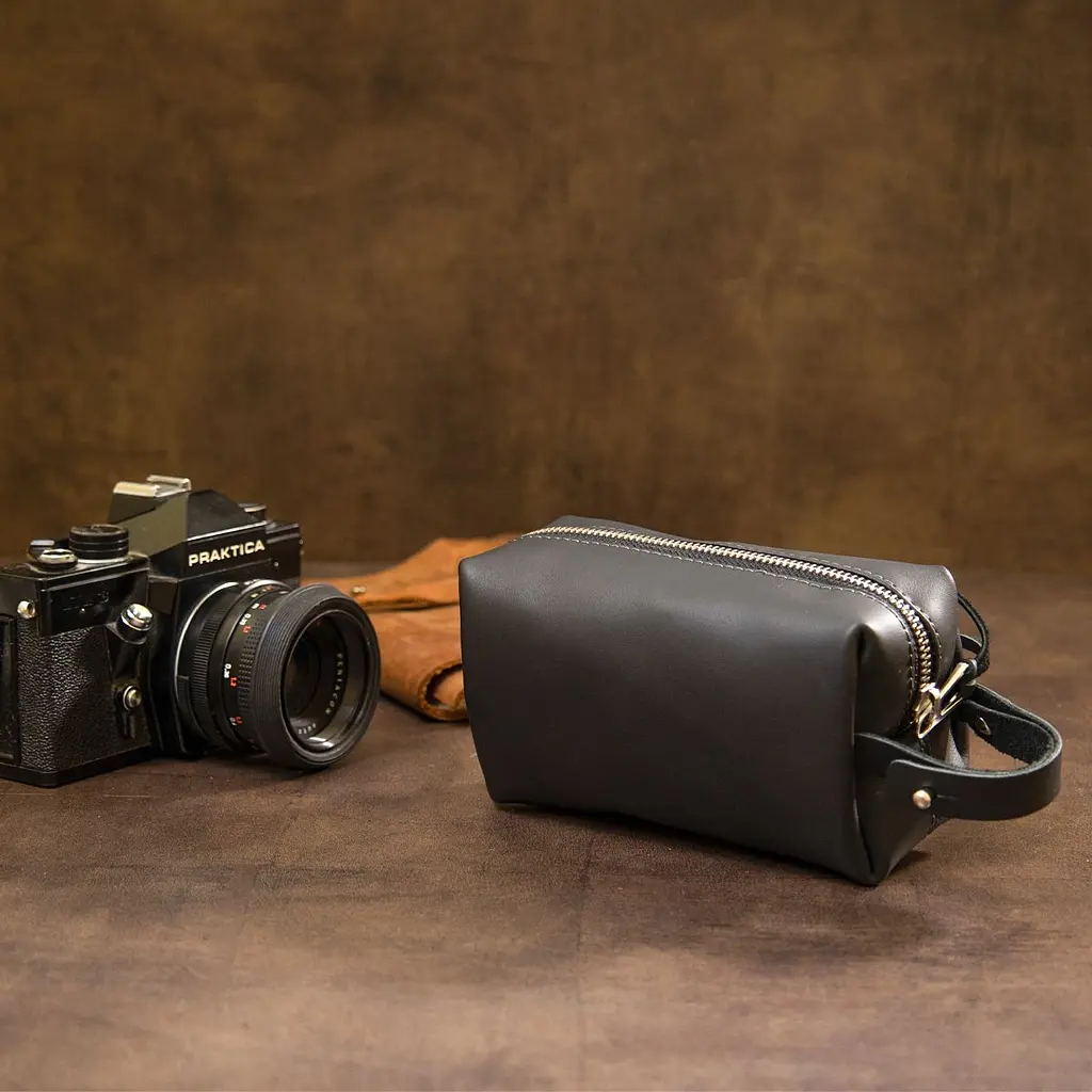 Шкіряна косметичка для чоловіків Grande Pelle 11507 чорний - фото 6