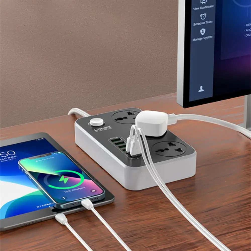 Сетевое зарядное устройство удлинитель LDNIO SC3604 6 USB 3 розетки 2m серо-черный - фото 6