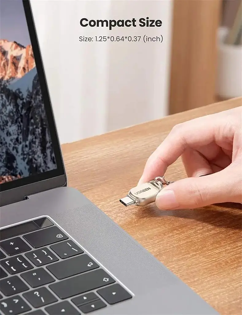 Картрідер USB-C UGREEN CM331 пристрій читання карт Micro SD Тип C TF 2Tb 5Gbps Light Golden (80124) - фото 7