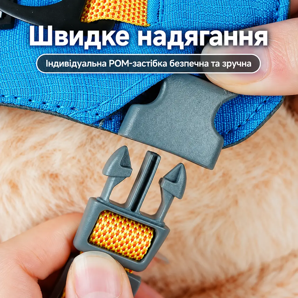 Шлея для собак Nunbell No-Pull з повідцем, регульована та світловідбивна L, Синій - фото 7