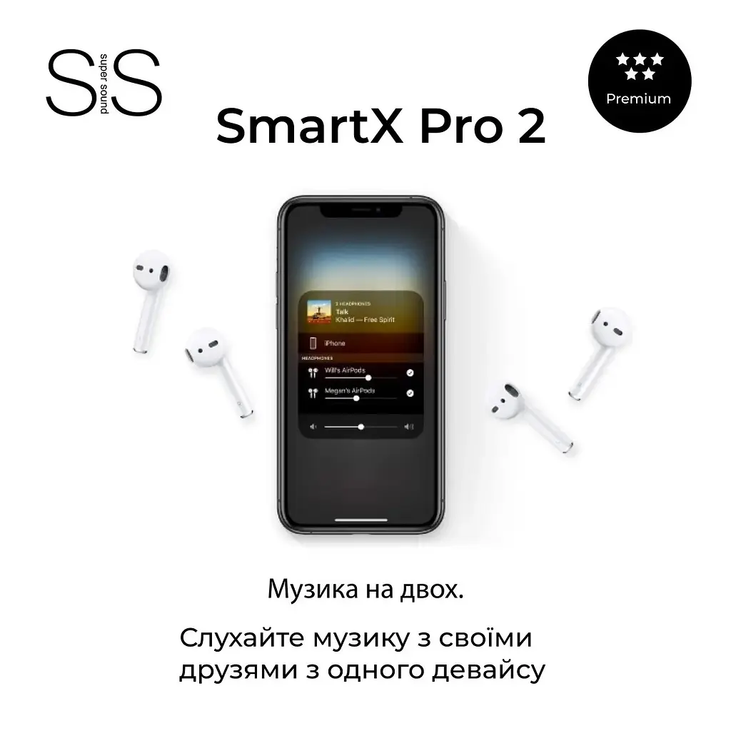 Бездротові Bluetooth-навушники SmartX Pro 2 Premium вакуумні, білі Smart X SAP2P - фото 6