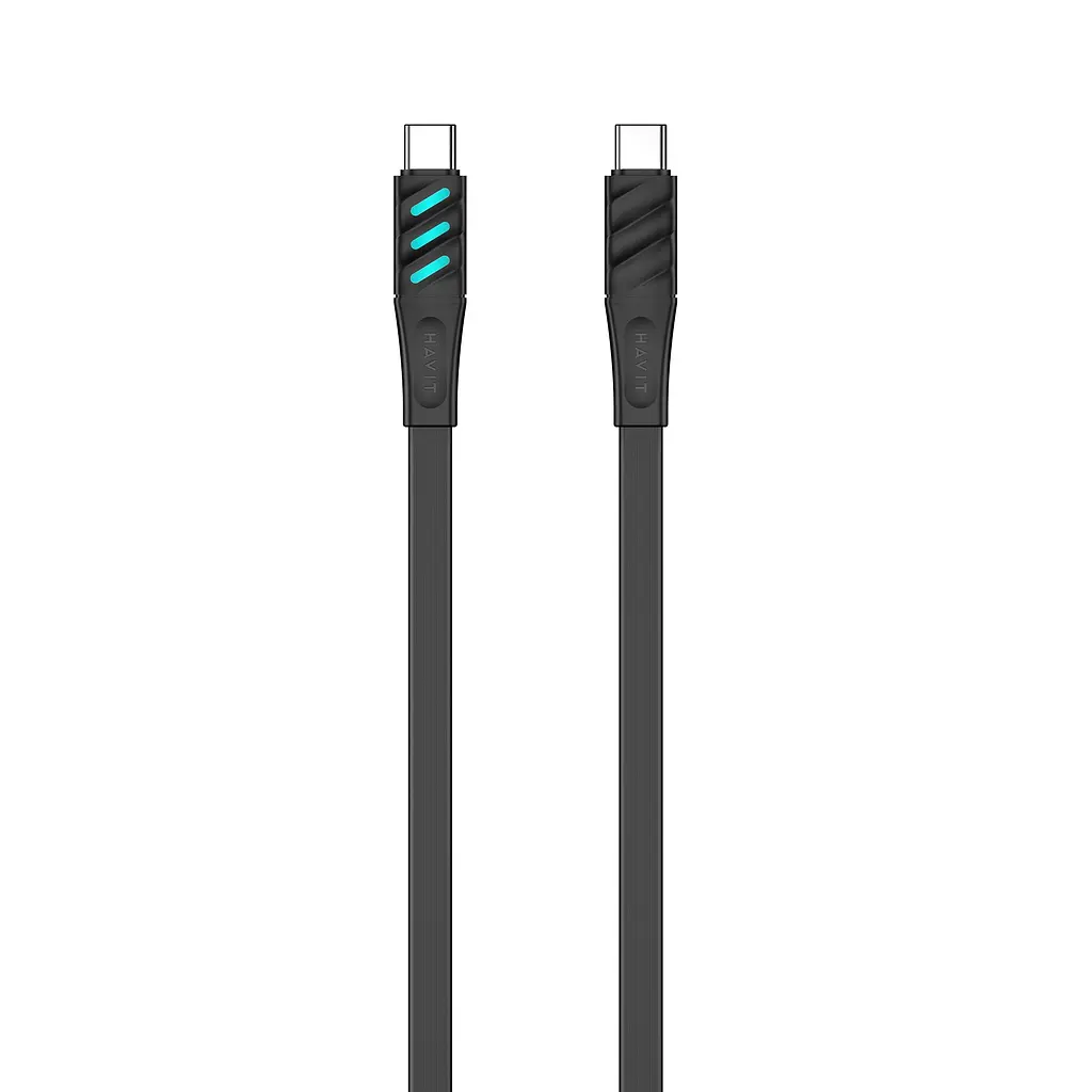 Кабель USB-C to USB-C HAVIT HV-CB6254 PD60W 3A 1м з LED індикатором Black HAVIT (27626-000) - фото 2