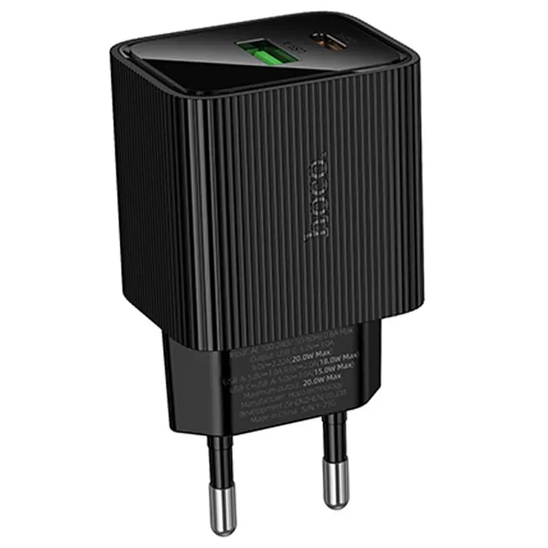 Мережевний зарядний пристрій Hoco CS83A Excellent with digital display PD20W+QC3.0 1USB-A/1C Black - фото 6