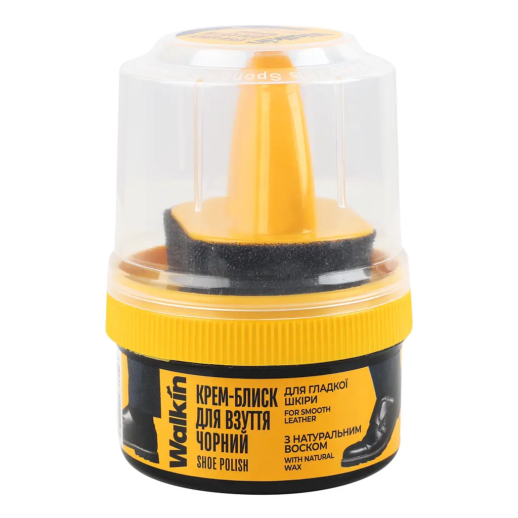 Крем-блиск для взуття з гладкої шкіри Walkin з аплікатором чорний 50 мл - фото 2