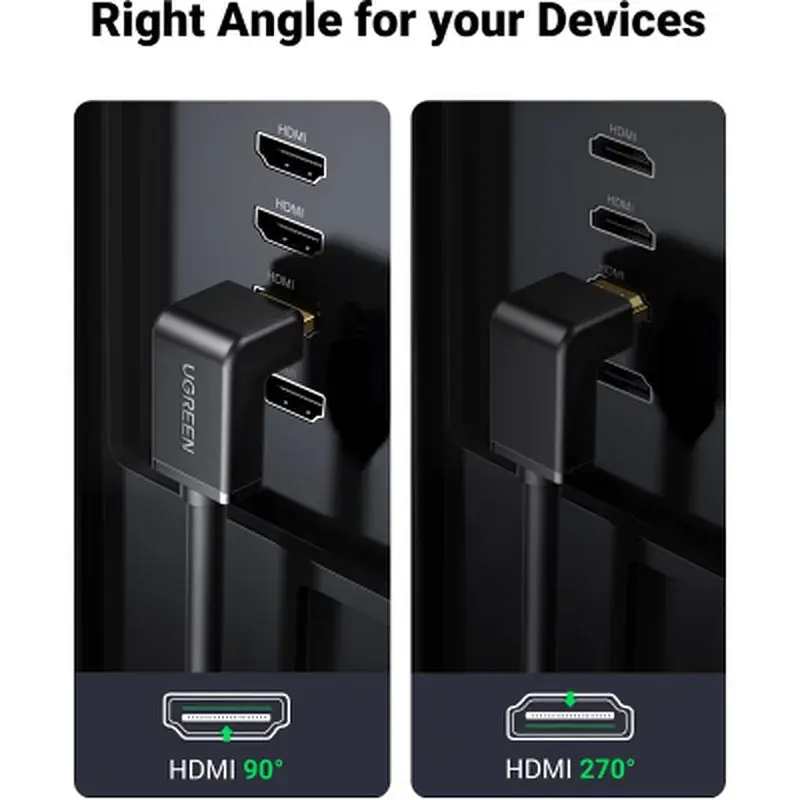 Кабель мультимедійний HDMI M to HDMI M 2.0m 90° corner HD103 black Ugreen (10173) - фото 4