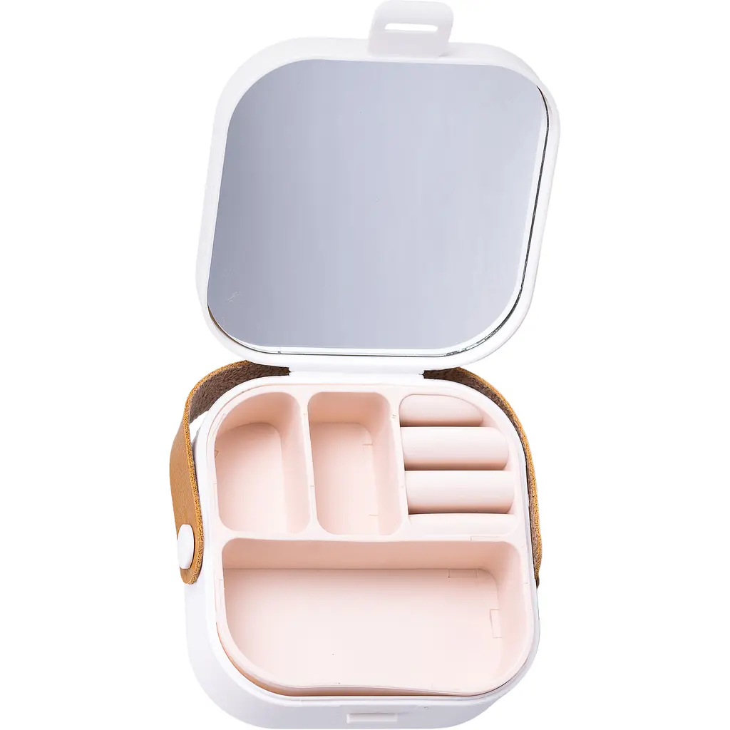Міні-скринька для прикрас Yiwu Mini Box з дзеркалом 9x9x3.8 см біла HP-5-27W - фото 3