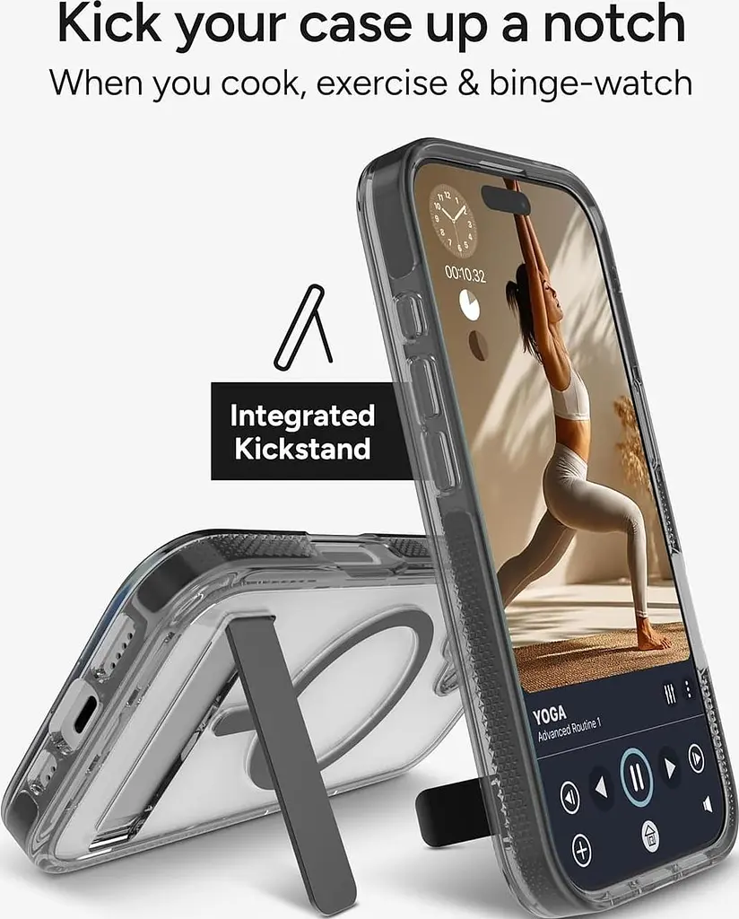 Чохол протиударний з підставкою ZAGG Gear4 Crystal Palace MagSafe для iPhone 16 Прозорий + Black - фото 8