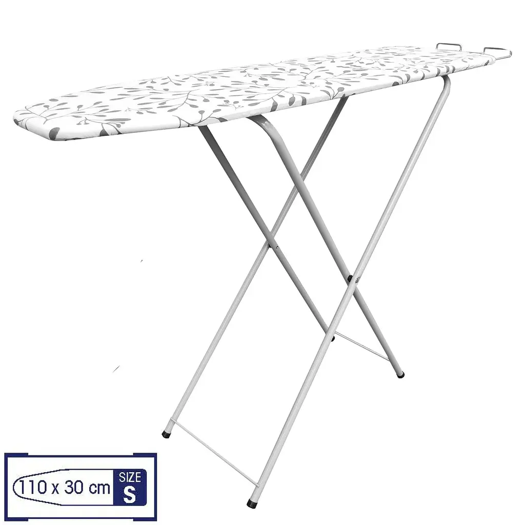 Дошка для прасування підлогова Casa Si Legno S 110x30 Grey Leaves, регулювання висоти, висувна підставка для праски, розмір складання 120х30х3 см - фото 2