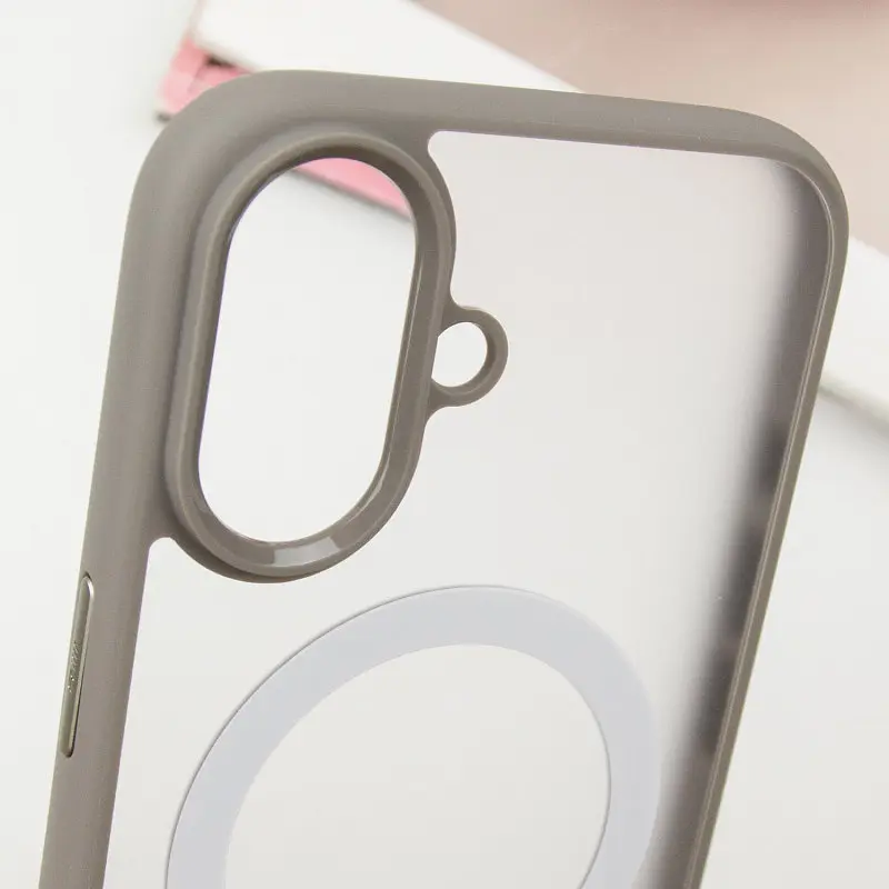 TPU+PC чохол Blueo Skin Friendly Frosted with MagSafe для Apple iPhone 16 (6.1) Сірий / Grey - фото 5