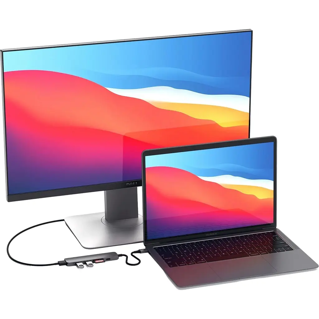 Адаптер Satechi Aluminum Type-C Slim Multi-Port Adapter 4K V2 Space Gray (ST-SCMA2M) - фото 7