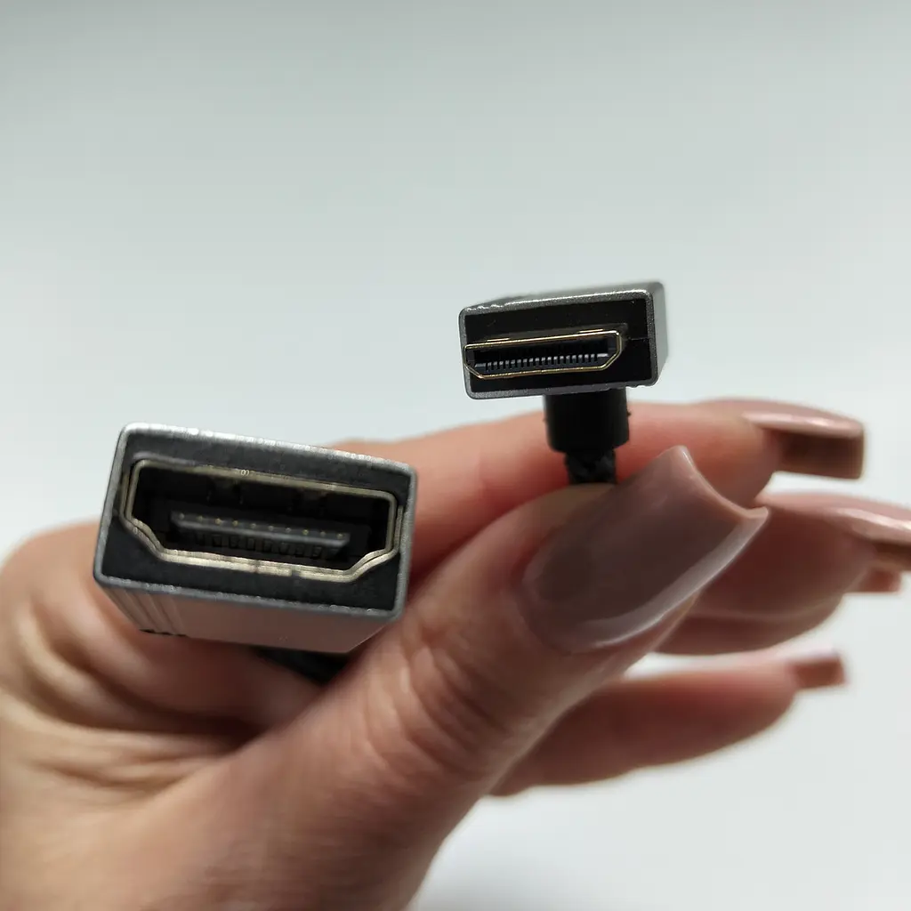 Кабель кутовий HDMI mini (тато) - HDMI (мама) кут 90 градусів. Довжина 20 см - фото 5
