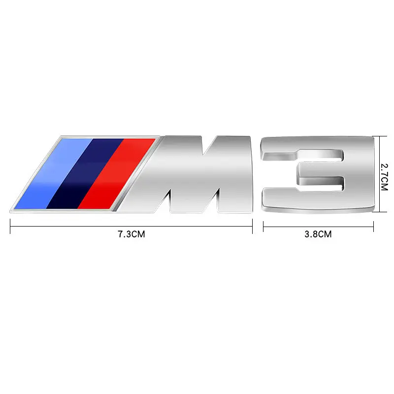 Емблема напис M3 для BMW хром 73х27 мм (емблема M)+38х27 мм (цифра) пластик (на скотчі) - фото 2