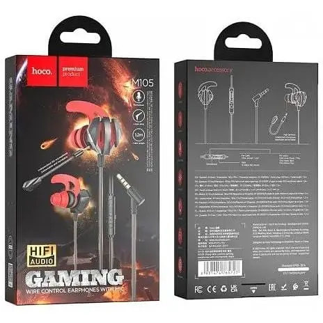Навушники Hoco Sharp wire control gaming earphones with microphone M105 чорні 6931474789792 - фото 2