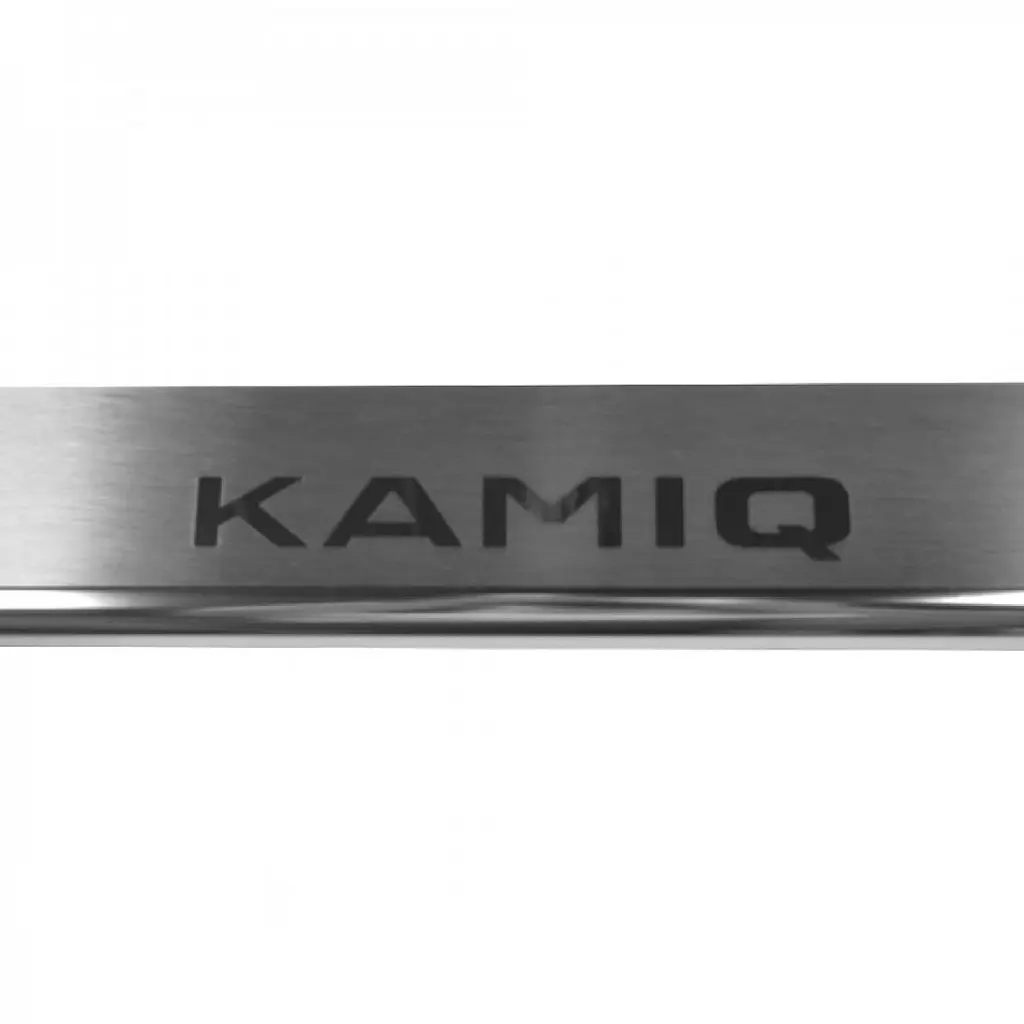 Накладки на пороги для Skoda Kamiq 2019- Нержавіюча сталь із загином та Логотипом 8 шт (Premium P-SK20) - фото 4