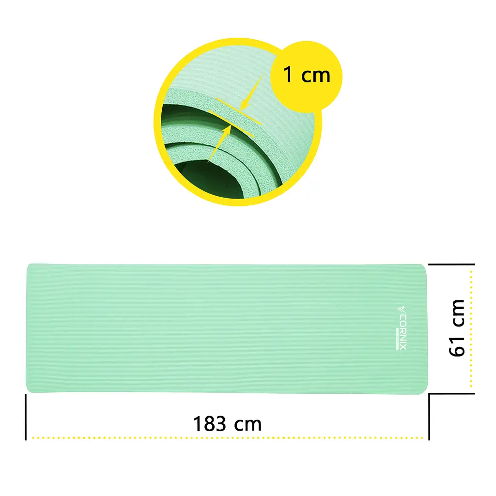 Килимок спортивний Cornix NBR 183 x 61 x 1 cм для йоги та фітнесу XR-0491 Light Green - фото 5