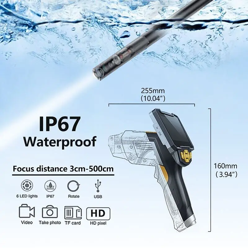 Ендоскоп автомобільний технічний з 4.3" дисплеєм Prostormer SPCC066, 8 мм діаметр, із записом 1080P, 10 метрів (100411) - фото 4