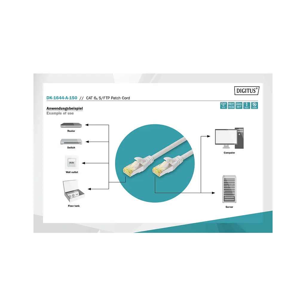 Патч-корд Digitus 15м, CAT 6a S-FTP, AWG 26/7, Cu, LSZH, grey (DK-1644-A-150) - фото 4